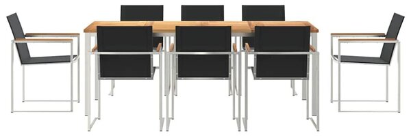 VidaXL Kert étkező szett 7 pcs Tömör teakfa és rozsdamentes acél