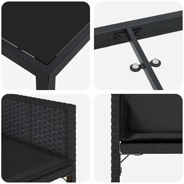 VidaXL Kert étkező szett 5 pcs Fekete polirattan