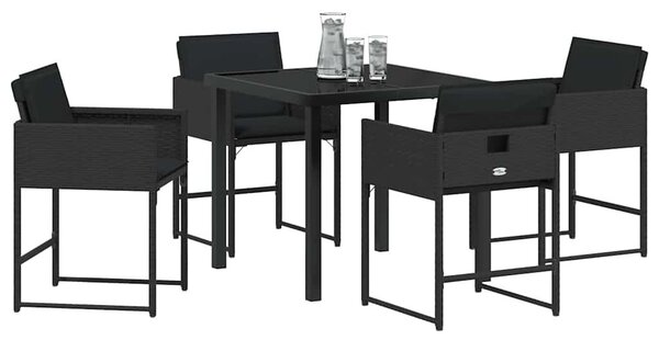 VidaXL Kert étkező szett 5 pcs Fekete polirattan