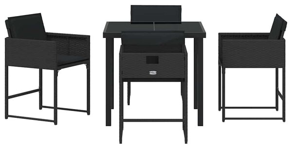 VidaXL Kert étkező szett 5 pcs Fekete polirattan