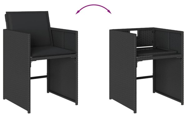 VidaXL 9 részes fekete polyrattan kerti étkezőgarnitúra párnákkal