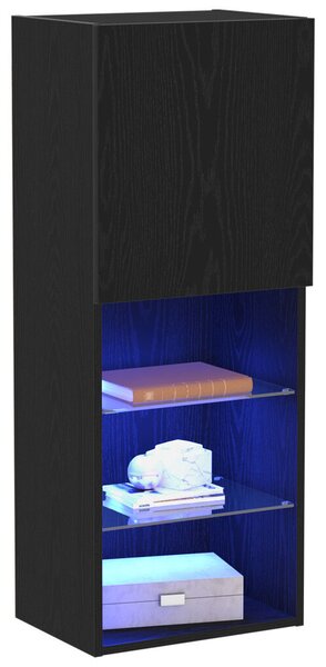LED világítással ellátott TV szekrény fekete tölgy 40,5x30x102 cm