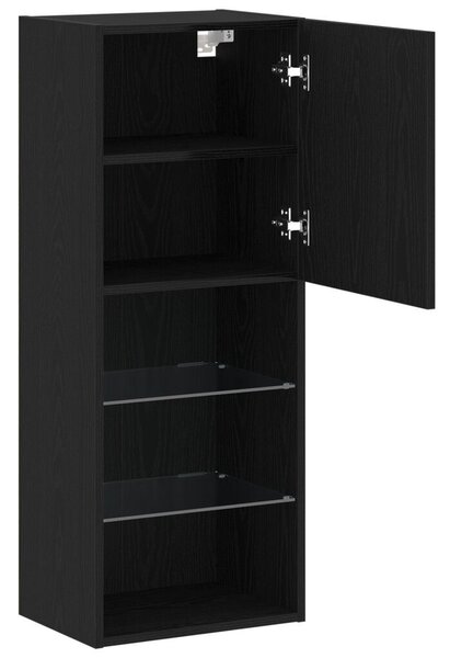 LED világítással ellátott TV szekrény fekete tölgy 40,5x30x102 cm