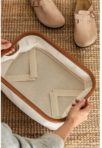Krémszínű textil tárolódoboz 38x26x16 cm Bamboo/Linen – Bigso