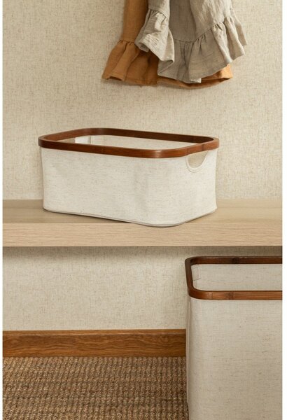 Krémszínű textil tárolódoboz 38x26x16 cm Bamboo/Linen – Bigso