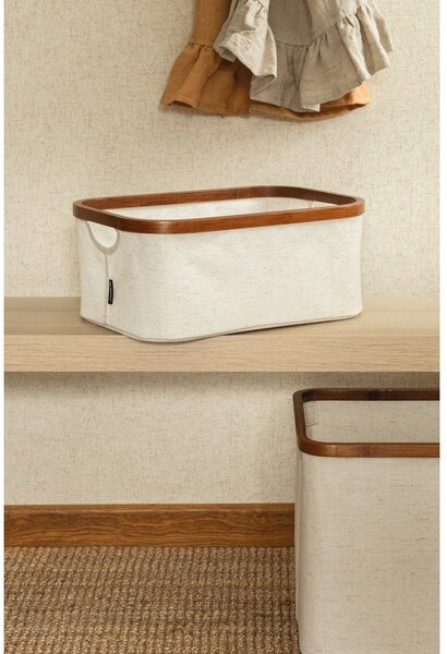 Krémszínű textil tárolódoboz 38x26x16 cm Bamboo/Linen – Bigso