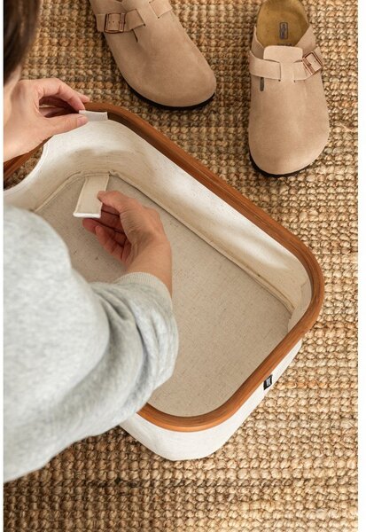 Krémszínű textil tárolódoboz 38x26x16 cm Bamboo/Linen – Bigso