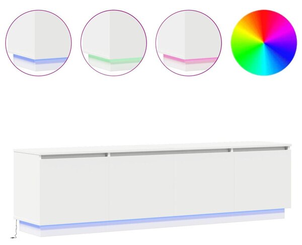 TV szekrény LED világítással Fehér 180x38x49 cm Mérnöki Fa