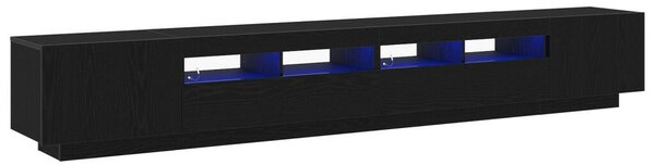 TV Szekrény LED Fénnyel Fekete Tölgy 260x35x40 cm Összeszerelve