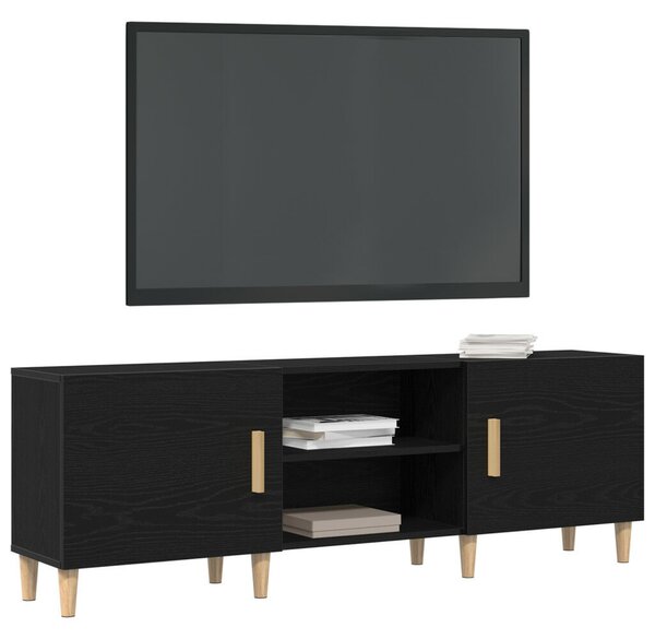 TV Állvány - Fekete Tölgy, 150x30x50 cm, Mérnöki Fából készült