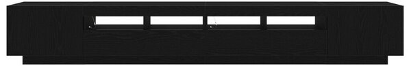 TV Szekrény LED Fénnyel Fekete Tölgy 260x35x40 cm Összeszerelve