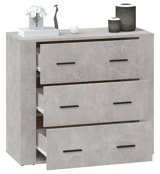 Betonszürke szerelt fa tálalószekrény 80x33x70 cm