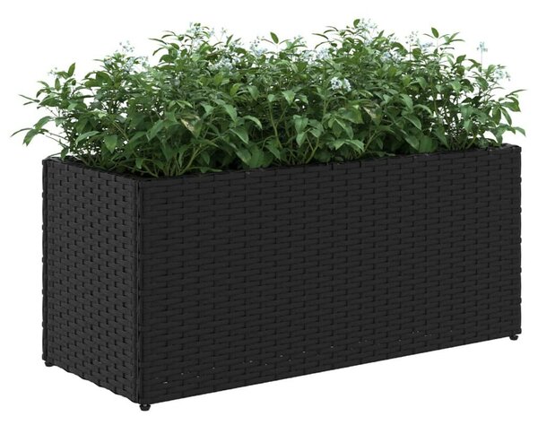 VidaXL 2 db fekete polyrattan kerti ültetőláda 2 cseréppel 72x30x32 cm