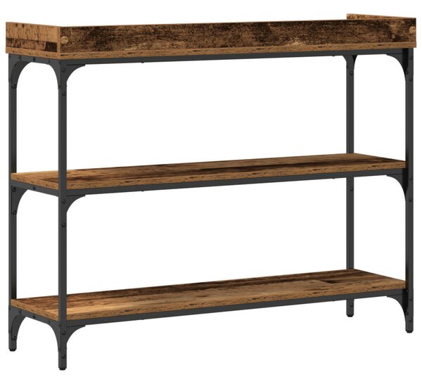 Konzol Asztal Régi Fa 100x30x80 cm Üvegszálas Fa és Acél