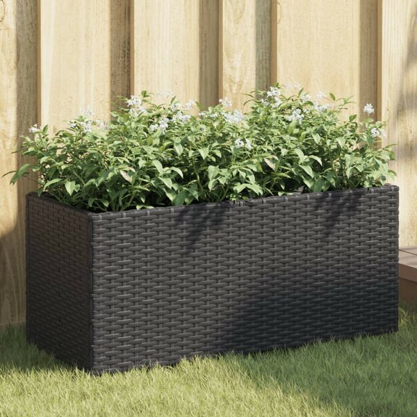 VidaXL 2 db fekete polyrattan kerti ültetőláda 2 cseréppel 72x30x32 cm