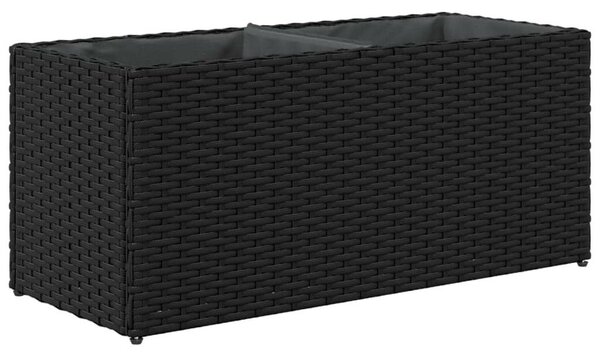 VidaXL 2 db fekete polyrattan kerti ültetőláda 2 cseréppel 72x30x32 cm