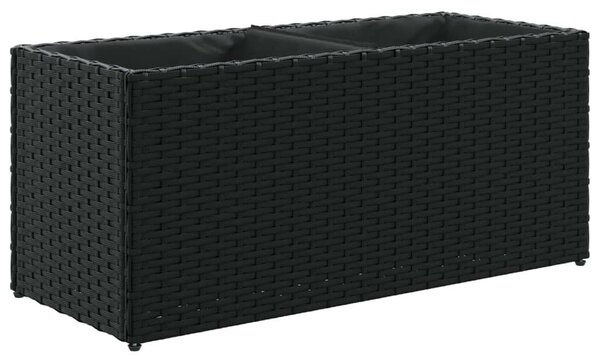 VidaXL 2 db fekete polyrattan kerti ültetőláda 2 cseréppel 72x30x32 cm