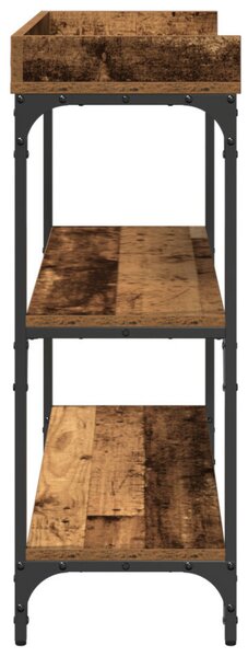 Konzol Asztal Régi Fa 100x30x80 cm Üvegszálas Fa és Acél
