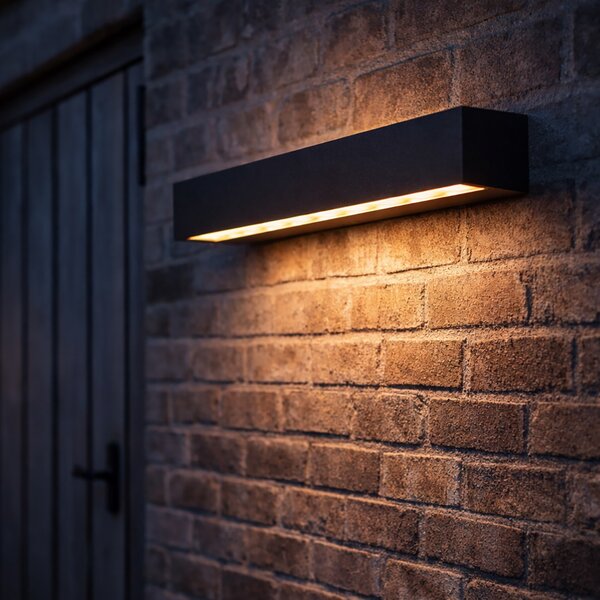Ipari kültéri fali lámpa fekete 55 cm LED-del IP65 - Hannah