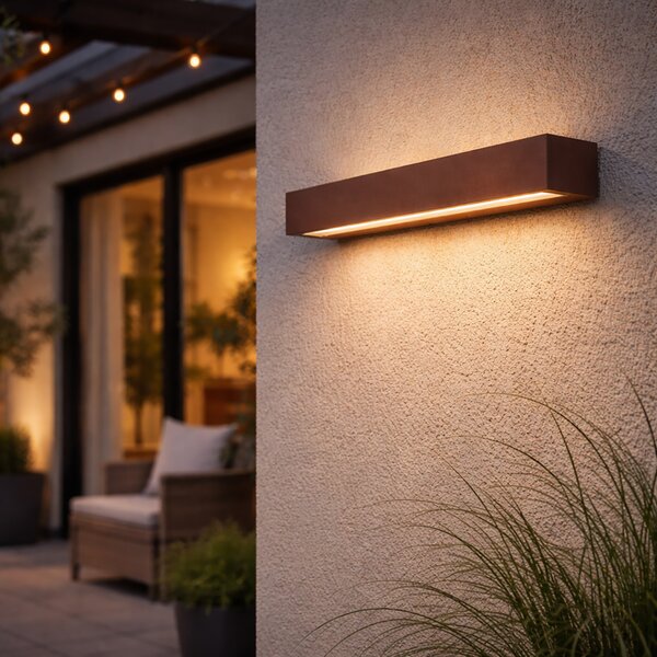 Ipari kültéri fali lámpa rozsdabarna 55cm LED-del IP65 - Hannah