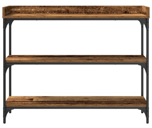Konzol Asztal Régi Fa 100x30x80 cm Üvegszálas Fa és Acél