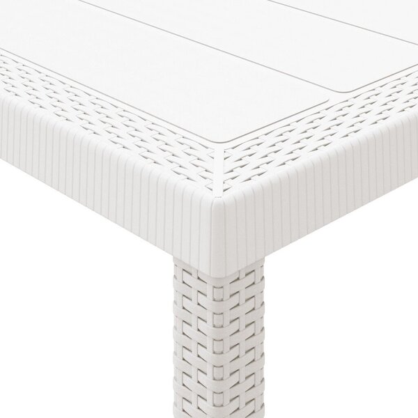 Kerti Asztal Fehér 200x100x73 cm Poli Rattan