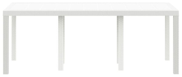 Kerti Asztal Fehér 200x100x73 cm Poli Rattan