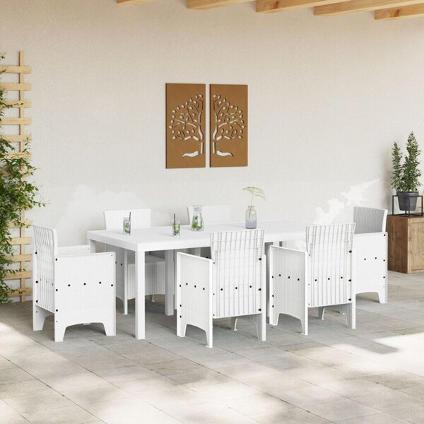 Kerti Asztal Fehér 200x100x73 cm Poli Rattan