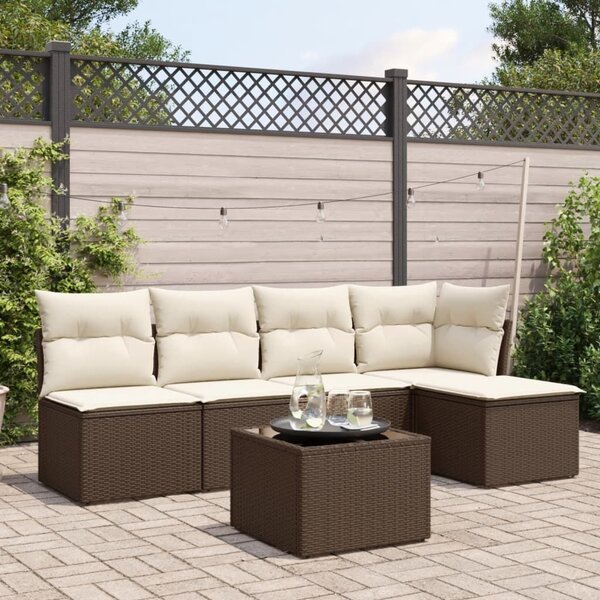 VidaXL 6 részes barna polyrattan kerti ülőgarnitúra párnával