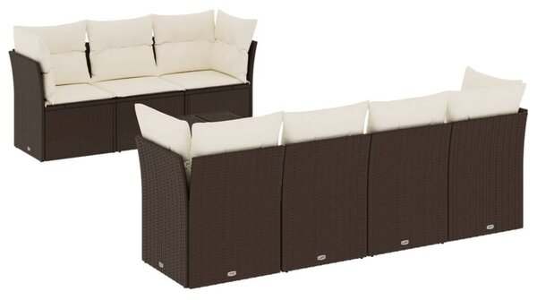VidaXL 8 részes barna polyrattan kerti ülőgarnitúra párnákkal