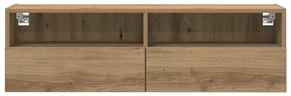 TV Fali Szekrények 2 db Artisan Tölgy 100x30x30 cm Műanyag