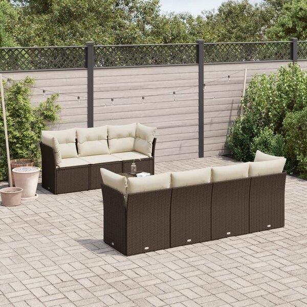 VidaXL 8 részes barna polyrattan kerti ülőgarnitúra párnákkal