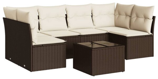 VidaXL 7 részes barna polyrattan kerti ülőgarnitúra párnákkal