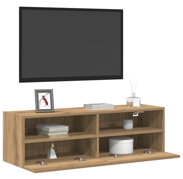 TV Fali Szekrények 2 db Artisan Tölgy 100x30x30 cm Műanyag