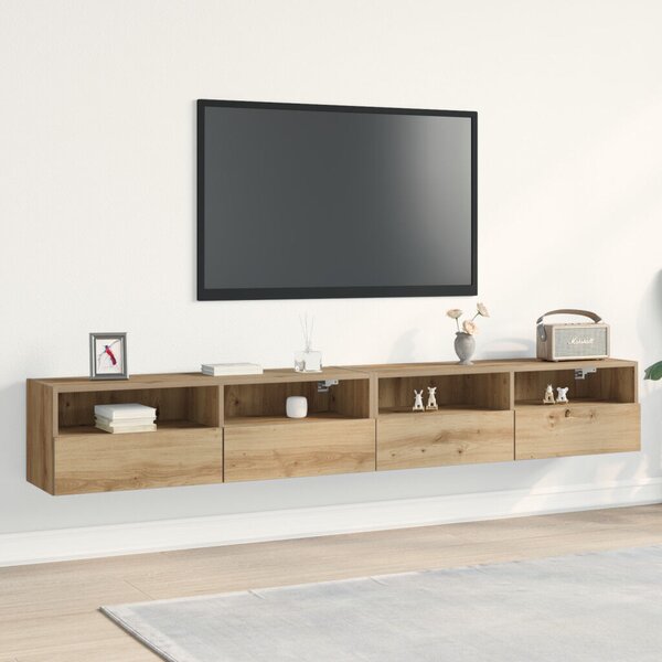 TV Fali Szekrények 2 db Artisan Tölgy 100x30x30 cm Műanyag