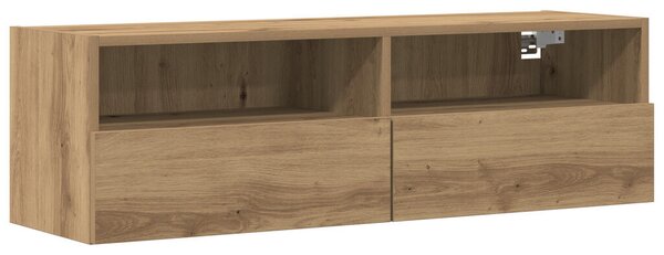 TV Fali Szekrények 2 db Artisan Tölgy 100x30x30 cm Műanyag