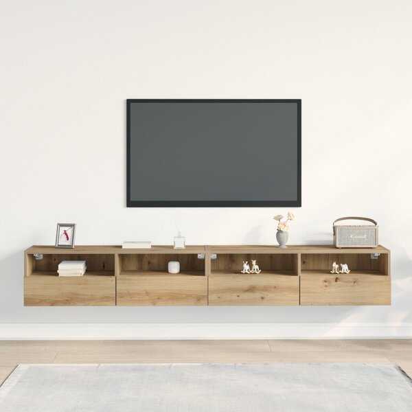 TV Fali Szekrények 2 db Artisan Tölgy 100x30x30 cm Műanyag