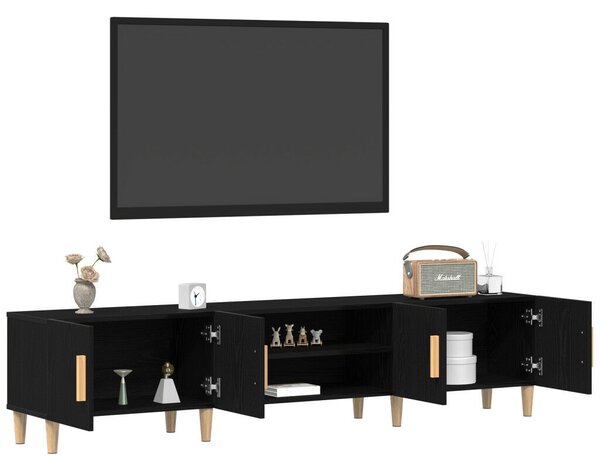 TV Szekrény Fekete Tölgy 180x31,5x40 cm Műgyanta