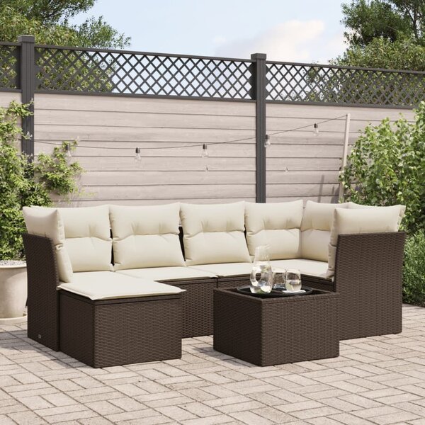 VidaXL 7 részes barna polyrattan kerti ülőgarnitúra párnákkal