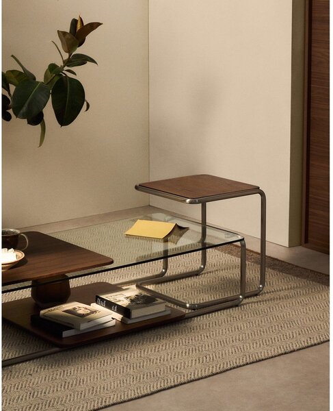Tárolóasztal diófa dekorral 42x42 cm Tarsel – Kave Home