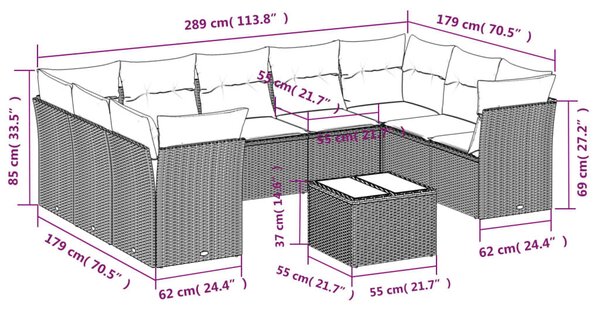VidaXL Polyrattan Kerti Ülőgarnitúra - 10 részes - Bézs