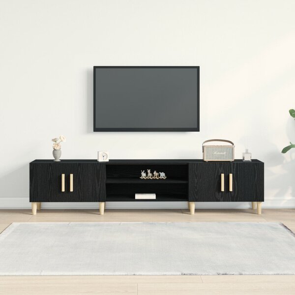 TV Szekrény Fekete Tölgy 180x31,5x40 cm Műgyanta