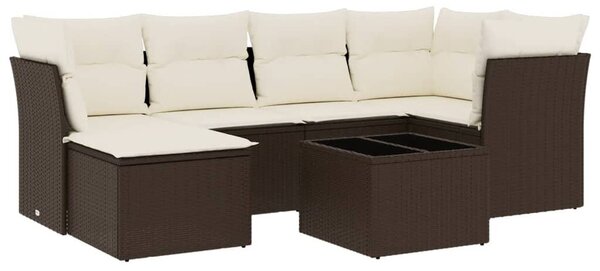VidaXL 7 részes barna polyrattan kerti ülőgarnitúra párnákkal