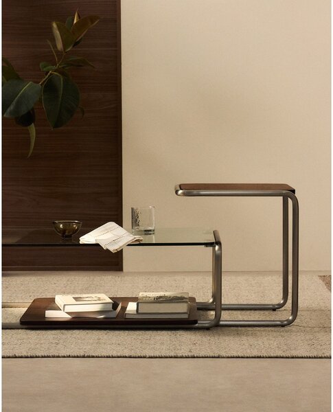 Tárolóasztal diófa dekorral 42x42 cm Tarsel – Kave Home