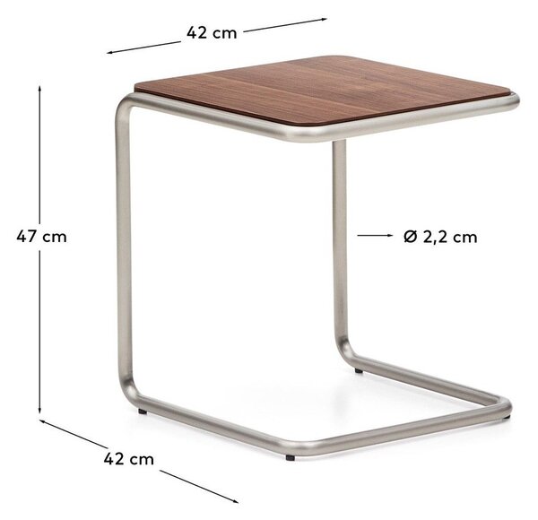 Tárolóasztal diófa dekorral 42x42 cm Tarsel – Kave Home