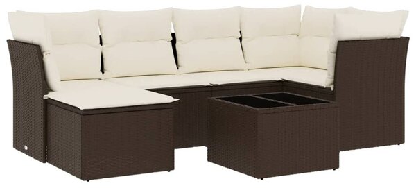 VidaXL 7 részes barna polyrattan kerti ülőgarnitúra párnákkal