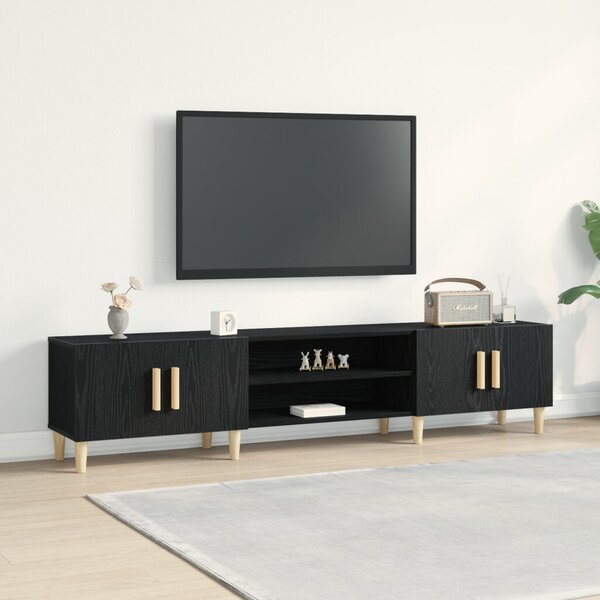 TV Szekrény Fekete Tölgy 180x31,5x40 cm Műgyanta