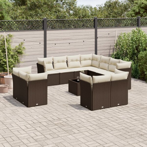 VidaXL 12 részes barna polyrattan kerti ülőgarnitúra párnákkal