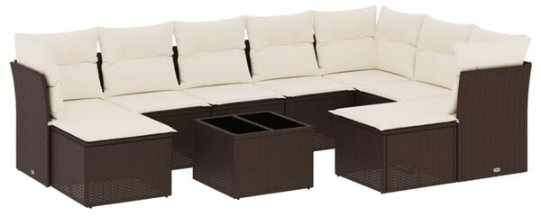 VidaXL 10 részes barna polyrattan kerti ülőgarnitúra párnákkal
