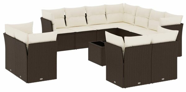 VidaXL 12 részes barna polyrattan kerti ülőgarnitúra párnákkal